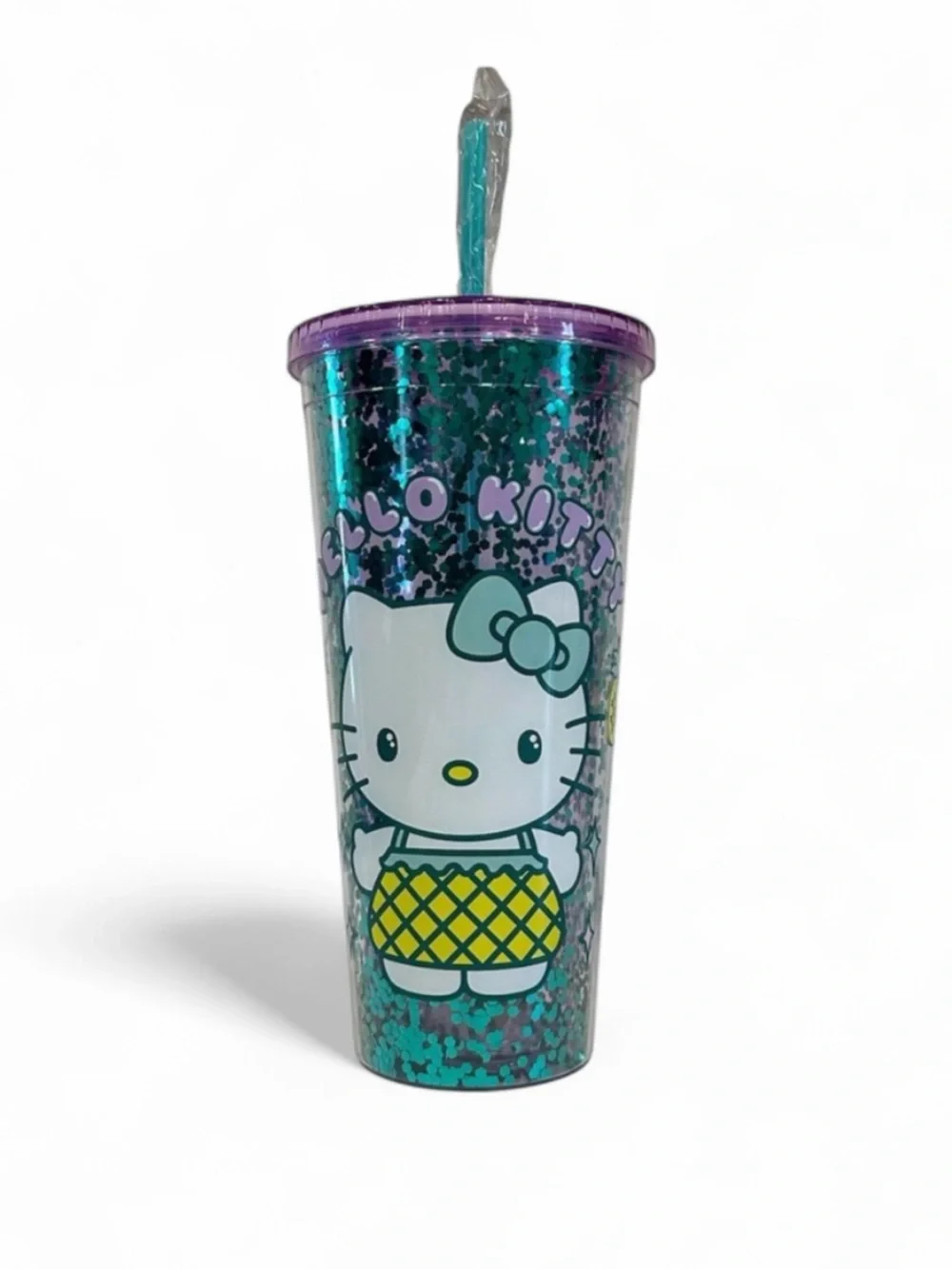 Sanrio Hello Kitty Pineapple Outfit Glitter Confetti 32 oz. Tumbler